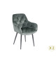 Fauteuils velours gris vert et métal noir
