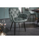 Fauteuils velours gris vert et métal noir