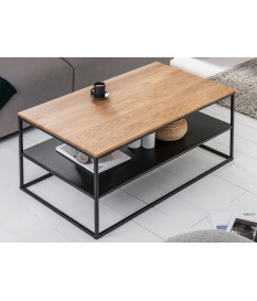 Table basse rectangulaire 95 cm chêne et métal