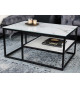 Table basse rectangulaire marbre blanc et noir