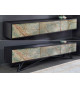 Meuble TV 200 cm bois et feuille de pierre