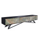 Meuble TV 200 cm bois et feuille de pierre