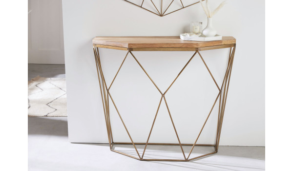 Console 90 cm manguier et laiton