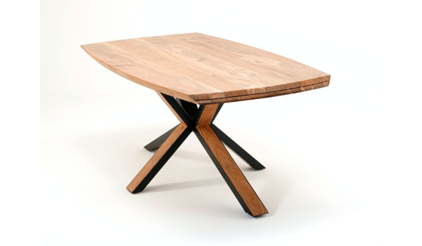 Table à manger acacia et métal noir