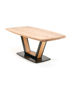 Table de repas en bois et socle en métal
