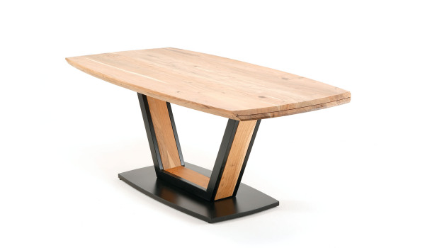 Table de repas en bois et socle en métal