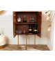 Buffet haut rétro vintage manguier brun et métal doré