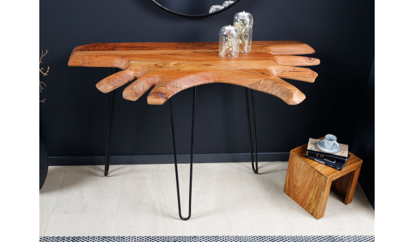 Console en acacia et métal 105 cm