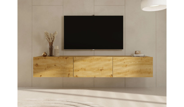 Meuble tv mural 180 cm couleur chêne artisan