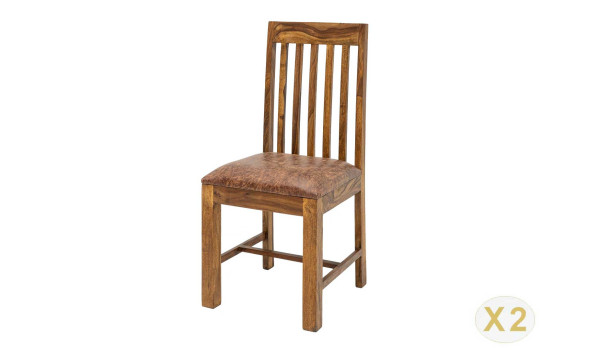 Chaises en sesham et tissu marron