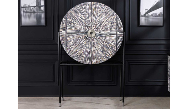 Buffet haut marqueterie noir et argenté
