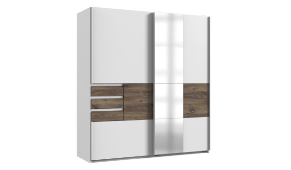 Armoire moderne 180 cm blanc et bois