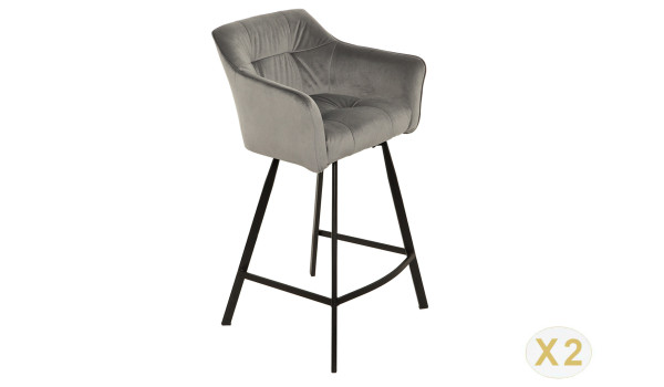 Fauteuils de bar en velours gris