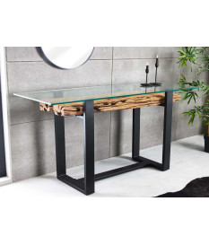 Console en teck et verre sécurit 150 cm