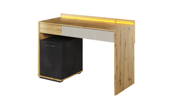 Bureau enfant bois et gris avec éclairage led orange