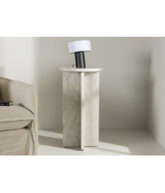 Bout de canapé marbré beige 40 cm