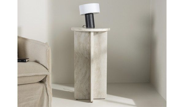 Bout de canapé marbré beige 40 cm