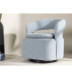 Fauteuil rotatif en tissu bouclé bleu clair