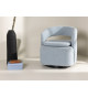 Fauteuil rotatif en tissu bouclé bleu clair