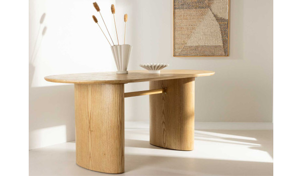 Table à manger ovale imitation bois
