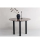 Table ronde en verre couleur marbre marron