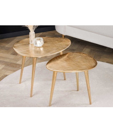 Ensemble 2 tables basses dorées