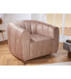 Fauteuil rotatif en velours champagne et grège
