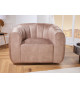 Fauteuil rotatif en velours champagne et grège