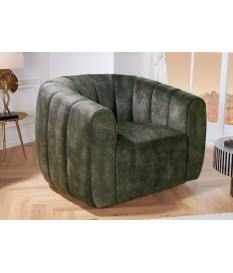 Fauteuil rotatif 360° en velours vert foncé
