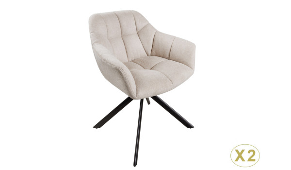 Chaises rotatives beige et métal noir