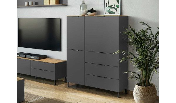 Buffet haut graphite et chêne navarra