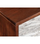 Buffet 175 cm acacia et feuille de pierre marbrée blanc
