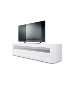 Meuble TV Design Laqué 2 Portes 1 Niche