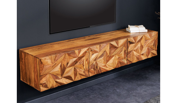 Meuble télé suspendu 160 cm acacia massif