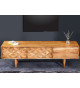 Meuble TV 145 cm acacia et métal doré