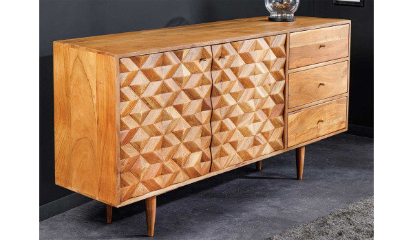 Buffet rétro bois massif 145 cm