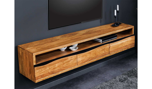Meuble tv mural en acacia 160 cm