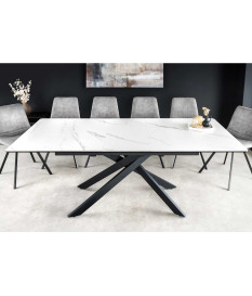 Table à manger extensible couleur marbre blanc
