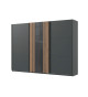 Armoire dressing 3 portes verre gris, graphite et chêne artisan
