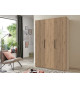Armoire 3 portes 150 cm chêne artisan