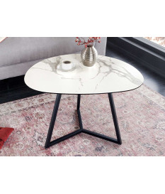 Table basse blanche en céramique 70 cm
