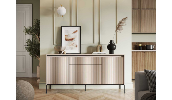 Buffet strié avec led couleur sable 166 cù