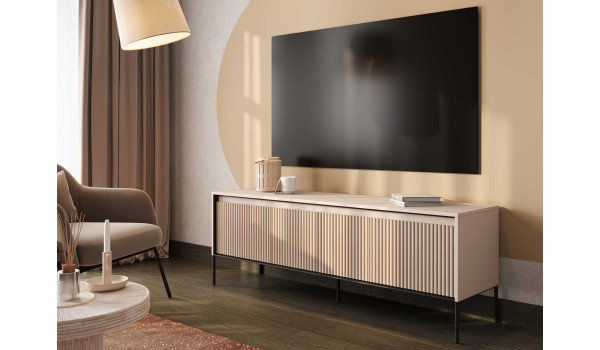 Meuble TV beige sable avec bande led