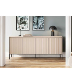 Grand buffet 4 portes striées couleur beige sable