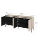 Grand buffet 4 portes striées couleur beige sable