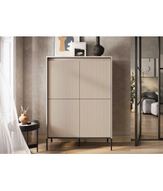 Buffet haut beige sable et métal noir