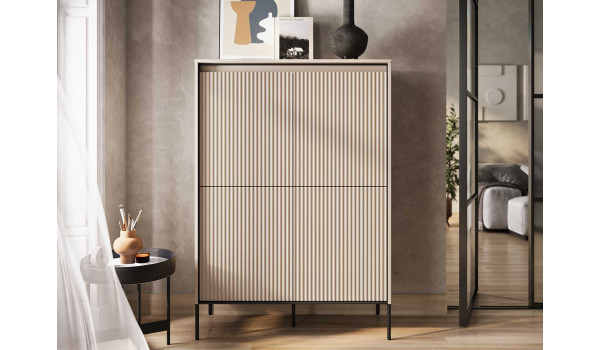 Buffet haut beige sable et métal noir