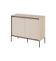 Commode 2 portes façades rainurées beige sable