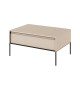 Table basse avec rangement beige sable et métal noir