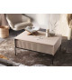 Table basse avec rangement beige sable et métal noir